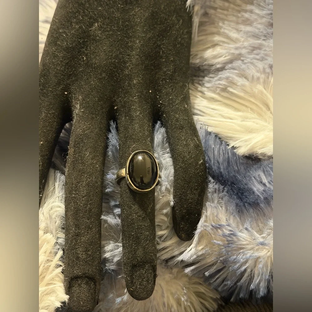 Sterling Silver Black Moon Stone Ring